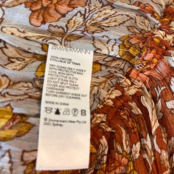 Zimmermann Rust and Cream Floral Long Sleeve Dress - Picture 7 of 7